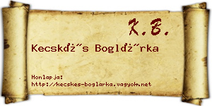 Kecskés Boglárka névjegykártya
